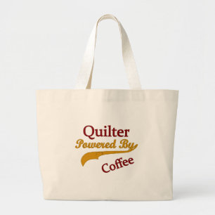 Quilter met koffie grote tote bag