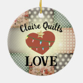 quilter quilting love personalized Kerstmis Keramisch Ornament (Achterkant)
