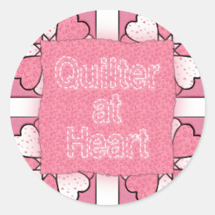 Quilter van hart ronde sticker