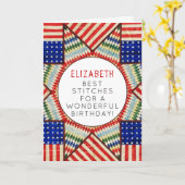 Quilter verjaardagskaart kaart (Gele Bloem)