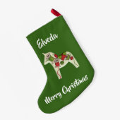 Quilter's Dala Horse Kleine Kerstsok (Achterkant (Hangend))