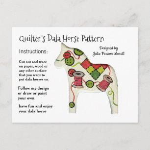 Quilter's Dala Horse Pattern voor delen Feestdagenkaart