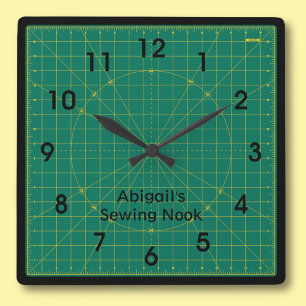 Quilter's Green Cutting Mat Clock Vierkante Klok