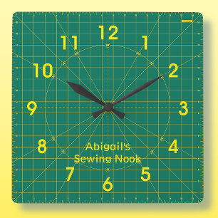 Quilter's Green Cutting Mat Clock Vierkante Klok