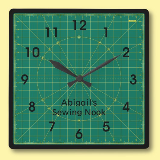 Quilter's Green Cutting Mat Clock Vierkante Klok