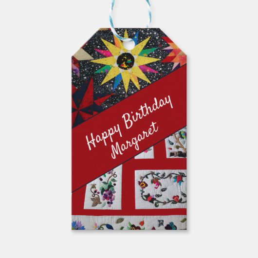 Quilters Happy Birthday Cadeaulabel (Voorkant)