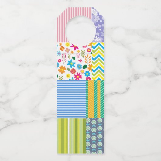 Quilters Patchwork Custom Hostess Gift Wijnfles Flessenhanger (Achterkant)