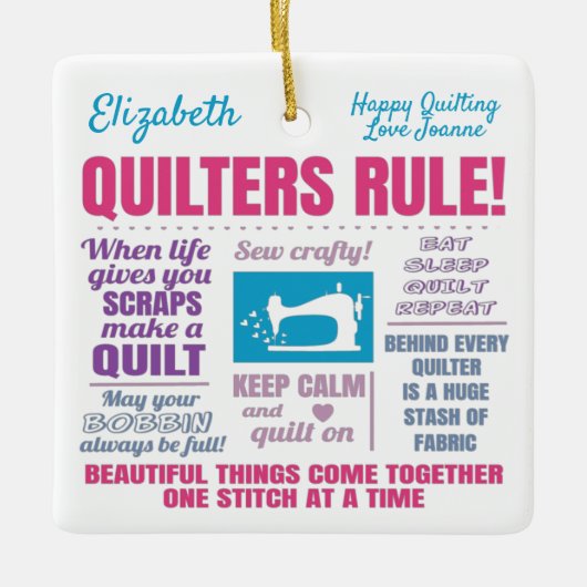 Quilters Quilting Quottes Keramisch Ornament (Voorkant)