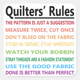 Quilters' regels vierkante sticker