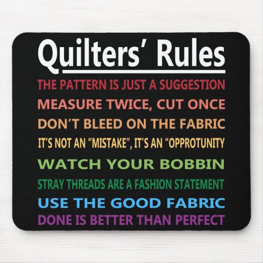 Quilters Rules Muismat (Voorkant)