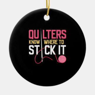 Quilters weten waar ze het grappige kantelen kunne keramisch ornament