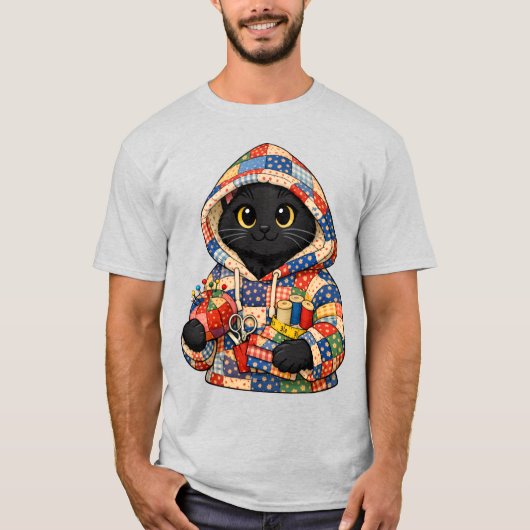 Quilting Black Cat T-Shirt  (Devant)