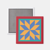 Quiltmagneet - Hunter's Star (blauw/geel) Magneet (Voorkant / Achterkant)