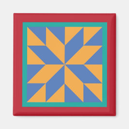 Quiltmagneet - Hunter's Star (blauw/geel) Magneet