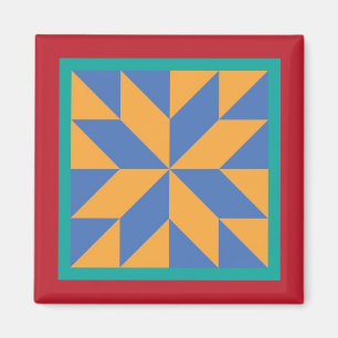 Quiltmagneet - Hunter's Star (blauw/geel) Magneet