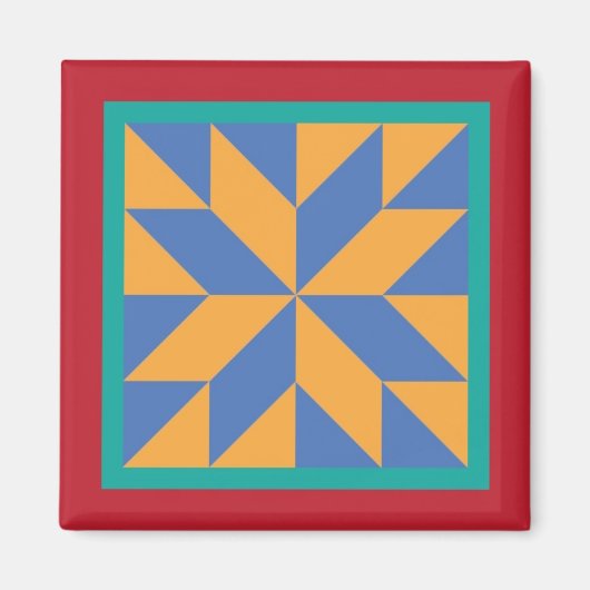 Quiltmagneet - Hunter's Star (blauw/geel) Magneet (Voorkant)