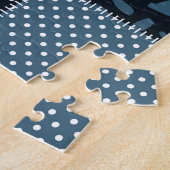 Quiltontwerp, geometrische patchwork, blauwe tinte legpuzzel (Zijkant)