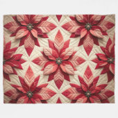 Quiltpatroon Poinsettia Cream Red Fleece Deken (Voorkant (Horizontaal))