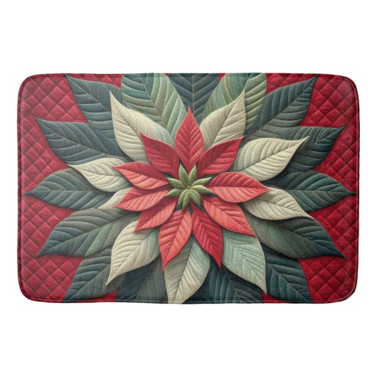 Quiltpatroon Poinsettia rood Badmat (Voorkant)