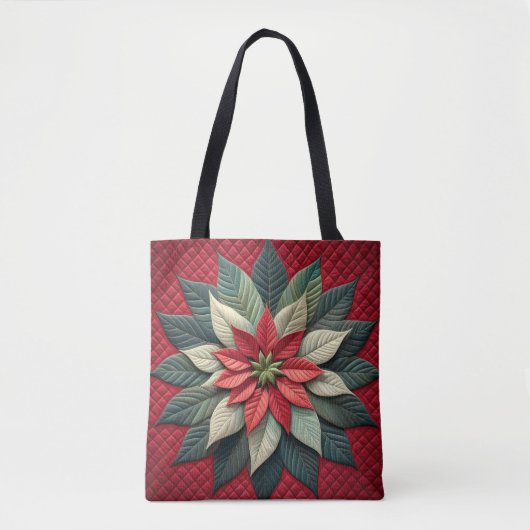 Quiltpatroon Poinsettia rood Draagtas (Voorkant)