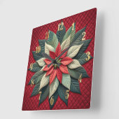 Quiltpatroon Poinsettia rood Vierkante Klok (Hoek)