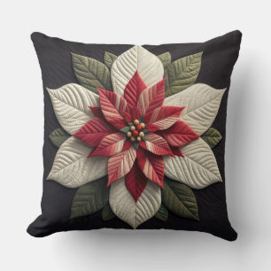 Quiltpatroon Poinsettia Zwart Kussen