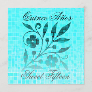 Quince Años Sweet Quinze Invitation Fleur Bleue