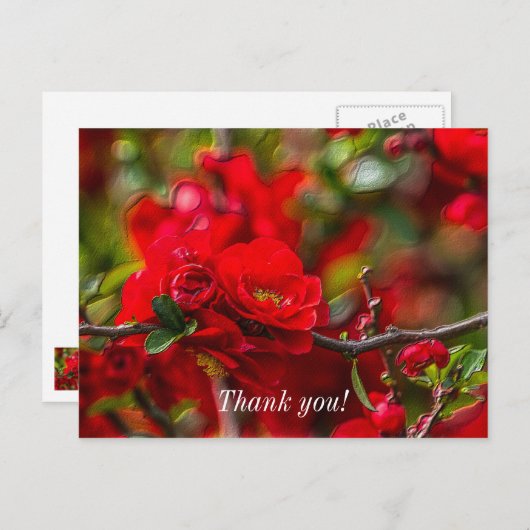 Quince Branch Painterly Dank u Briefkaart (Voorkant / Achterkant)