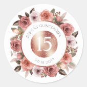 Quince, Quinceañera, bloemensieraar/afsluiter Ronde Sticker (Voorkant)