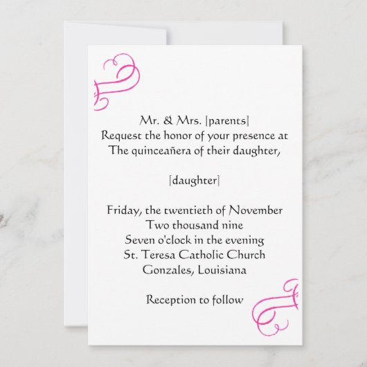 Quince-uitnodiging Kaart (Voorkant)