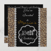 QUINCEANERA15e CHEETAH BLING Invitations Anniversa (Devant / Derrière)