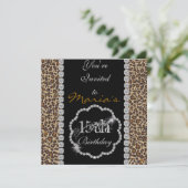 QUINCEANERA15e CHEETAH BLING Invitations Anniversa (Debout devant)