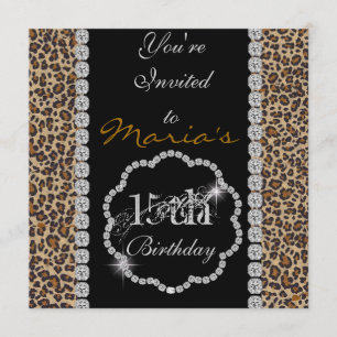 QUINCEANERA15e CHEETAH BLING Invitations Anniversa