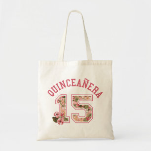 Quinceanera 15 Athletic Pink Floral Tote Bag