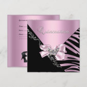 Quinceanera 15 Birthday Zebra Pink Black Silver Kaart (Voorkant / Achterkant)