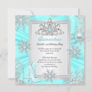 Quinceanera 15 Blauwgroen lichthellingen 2 Kaart