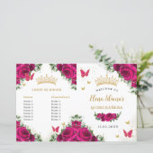 Quinceañera 15 Programme floral rose fuchsia et or (Debout devant)