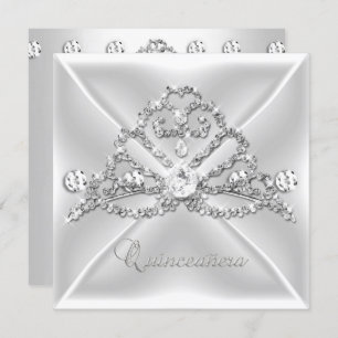 Quinceanera 15 Tiara Silver White Diamond 2 Kaart