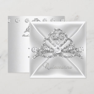 Quinceanera 15 Tiara Zilver Witte Diamant 2 Kaart