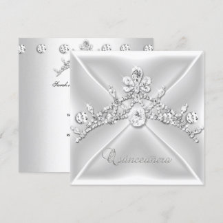 Quinceanera 15 Tiara Zilver Witte Diamant Kaart