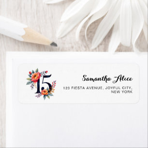 Quinceanera 15 Verjaardag Folral Retouradres Etiket