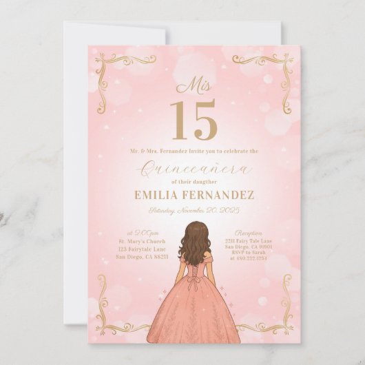 Quinceanera 15e anniversaire Invitation (Devant)