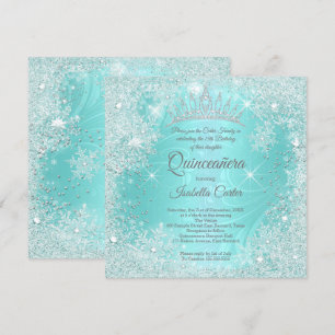 Quinceanera 15e Blauwgroen Snowflake Winter Wonder Kaart