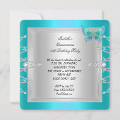 Quinceanera 15e Blauwgroen zilveren vlinder Tiara  Kaart (Achterkant)