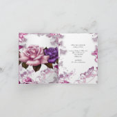 Quinceanera 15e Invitation Rose rose blanc violet  (Intérieur)