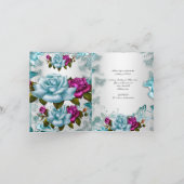 Quinceanera 15e Invitation Rose Turquoise bleue bl (Intérieur)