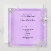Quinceanera 15e Lila Zilver Birthday Party Kaart (Achterkant)