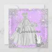 Quinceanera 15e Lila Zilver Birthday Party Kaart (Voorkant)