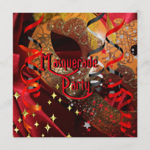 Quinceanera 15e Masquerade Party Rood Zwart Masker Kaart