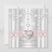 Quinceanera 15e roze zilver hartdiamant 2 kaart (Voorkant)